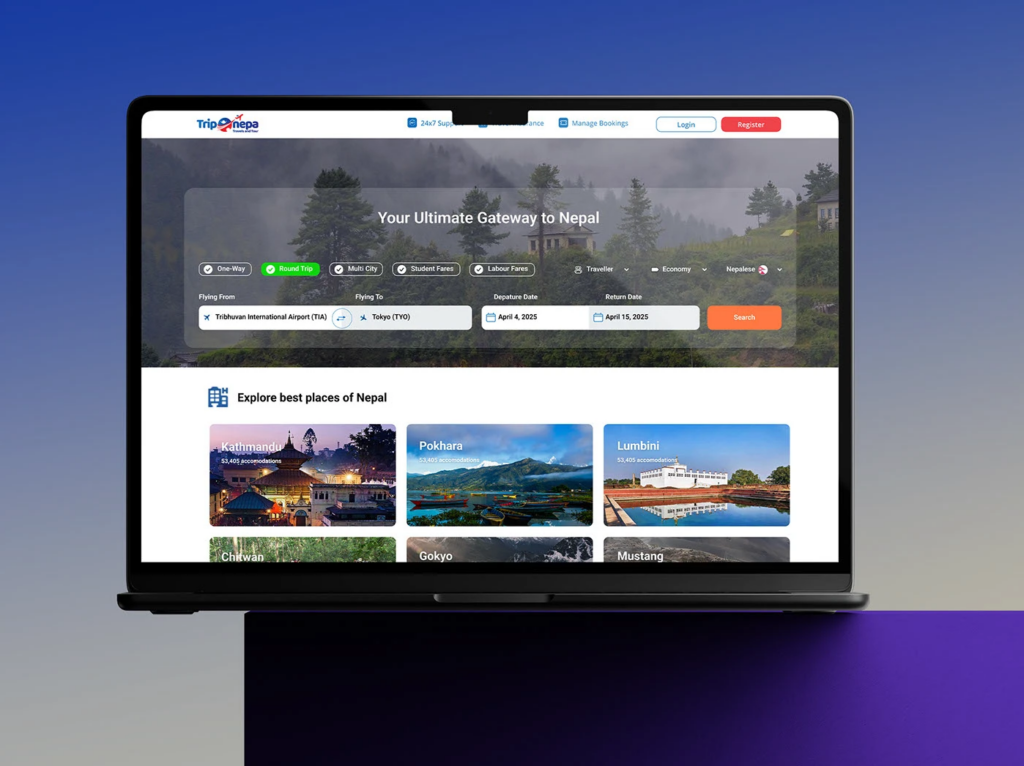 Trip Nepa Travel Website UI Design
